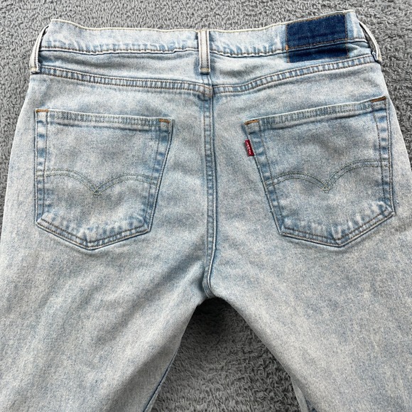 Levis Jeans Mens 33x34 Light Wash Acid Wash Denim Slim Straight Stretch Casual - Picture 3 of 11
